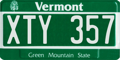 VT license plate XTY357