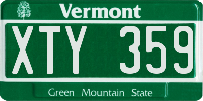 VT license plate XTY359