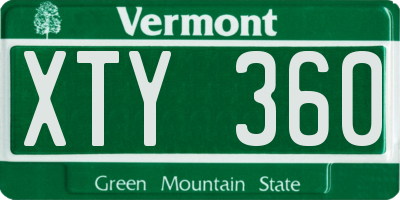 VT license plate XTY360