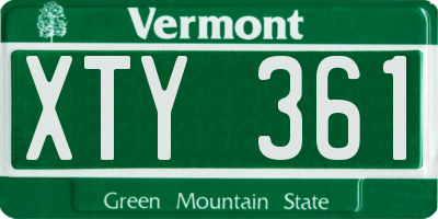 VT license plate XTY361