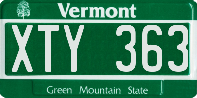 VT license plate XTY363