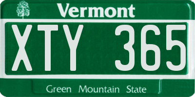VT license plate XTY365