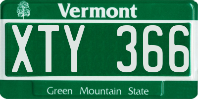 VT license plate XTY366