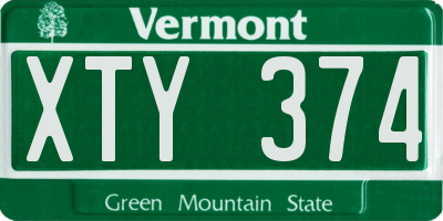 VT license plate XTY374