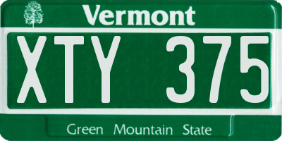 VT license plate XTY375