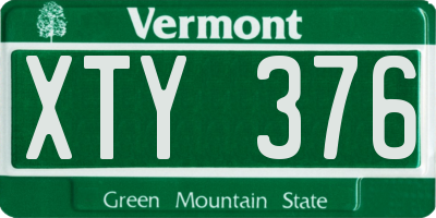 VT license plate XTY376