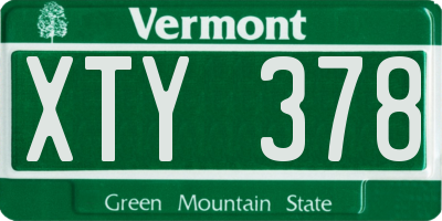 VT license plate XTY378