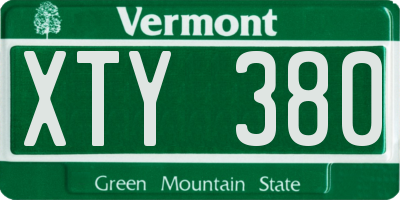 VT license plate XTY380
