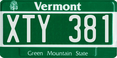 VT license plate XTY381