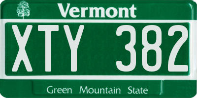 VT license plate XTY382