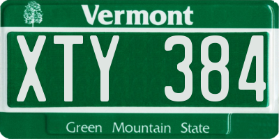 VT license plate XTY384