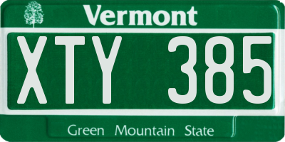 VT license plate XTY385