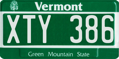 VT license plate XTY386