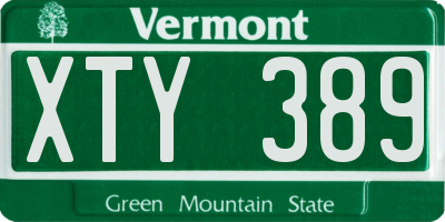 VT license plate XTY389