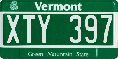 VT license plate XTY397
