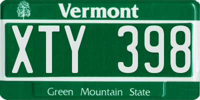 VT license plate XTY398