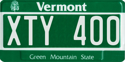 VT license plate XTY400
