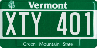 VT license plate XTY401