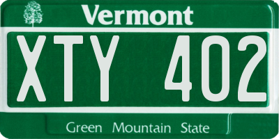 VT license plate XTY402
