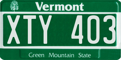 VT license plate XTY403