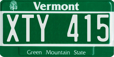 VT license plate XTY415
