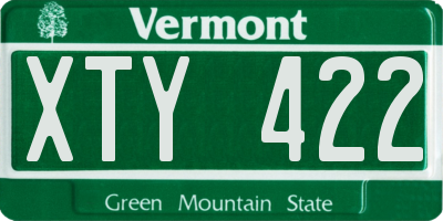 VT license plate XTY422
