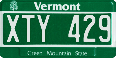 VT license plate XTY429