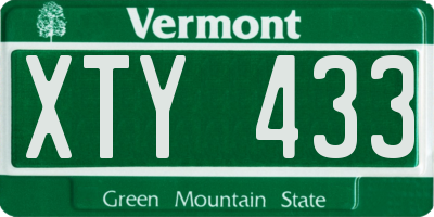 VT license plate XTY433