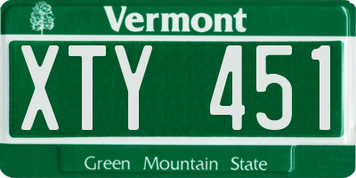 VT license plate XTY451