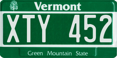 VT license plate XTY452