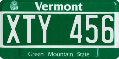 VT license plate XTY456