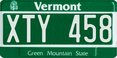 VT license plate XTY458