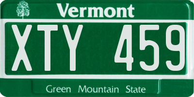 VT license plate XTY459