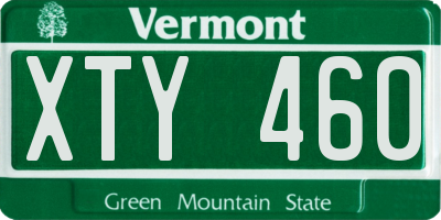 VT license plate XTY460