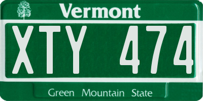 VT license plate XTY474