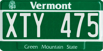 VT license plate XTY475