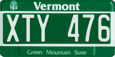 VT license plate XTY476