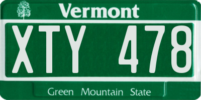 VT license plate XTY478