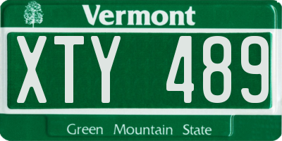 VT license plate XTY489
