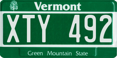 VT license plate XTY492