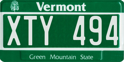 VT license plate XTY494