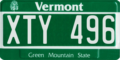 VT license plate XTY496