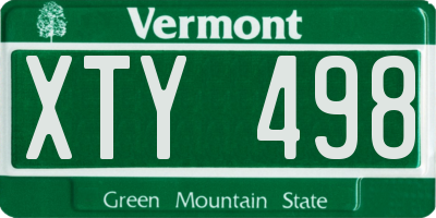 VT license plate XTY498