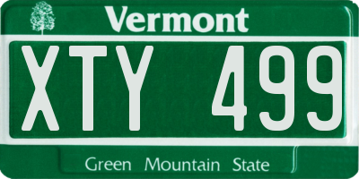 VT license plate XTY499