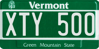 VT license plate XTY500