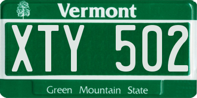 VT license plate XTY502