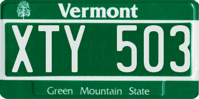 VT license plate XTY503