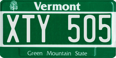 VT license plate XTY505