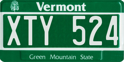 VT license plate XTY524