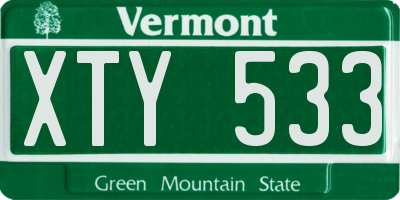 VT license plate XTY533